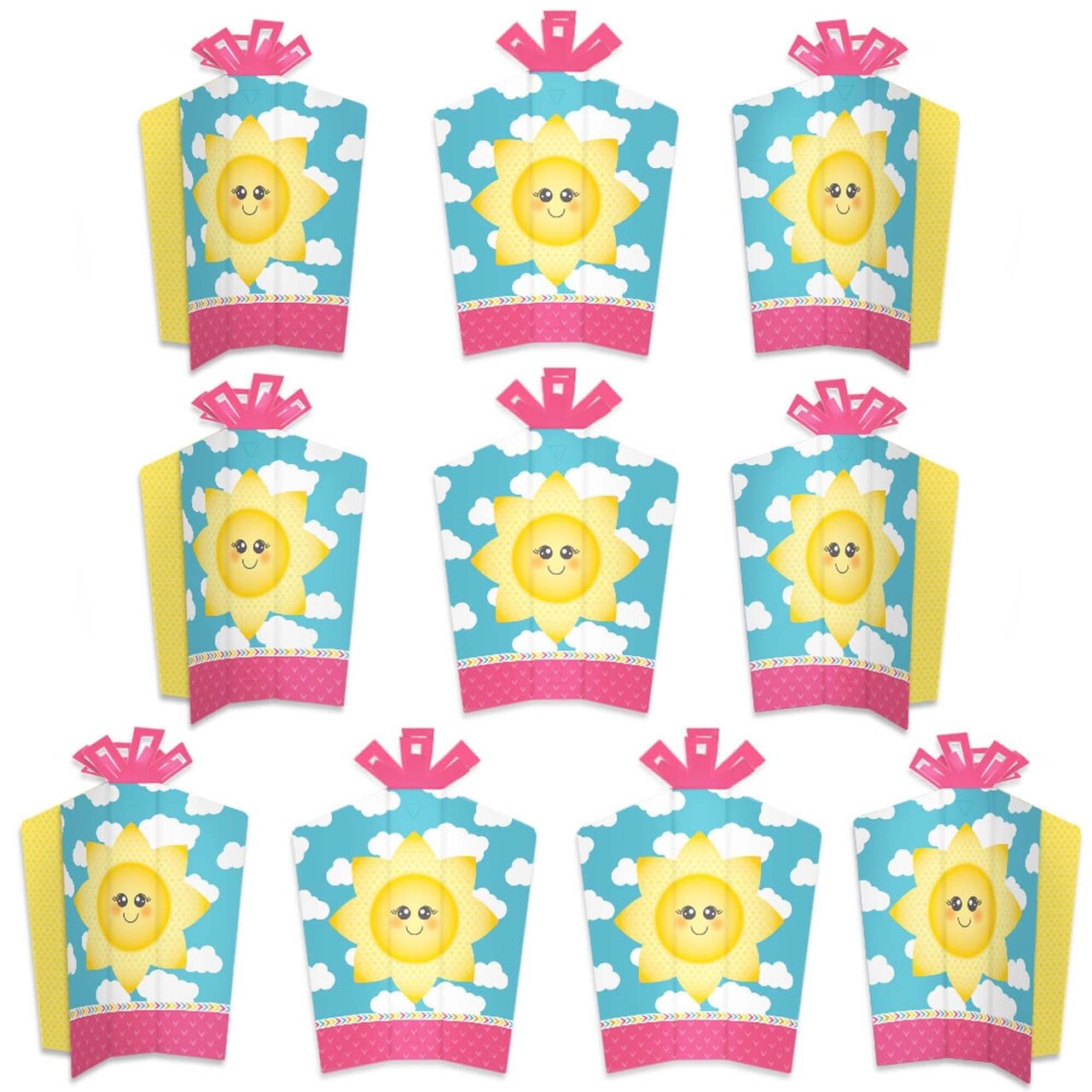 Big Dot of Happiness You Are My Sunshine - Table Decorations - Baby Shower or Birthday Party Fold and Flare Centerpieces - 10 Count
